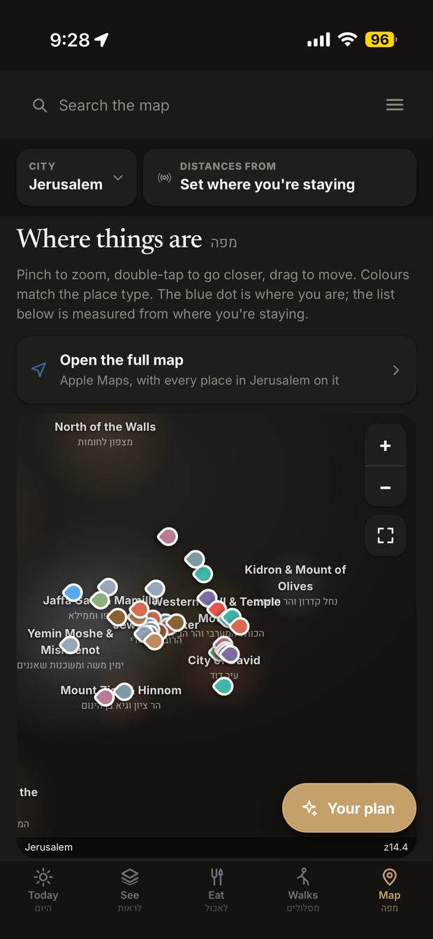 The map of Jerusalem